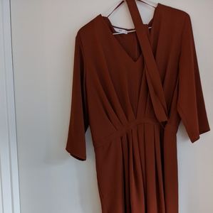 MNG burnt orange L mini dress with belt